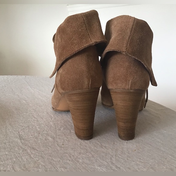 J. Crew chestnut tan suede fold over lace-up booties 7.5 - Picture 4 of 5
